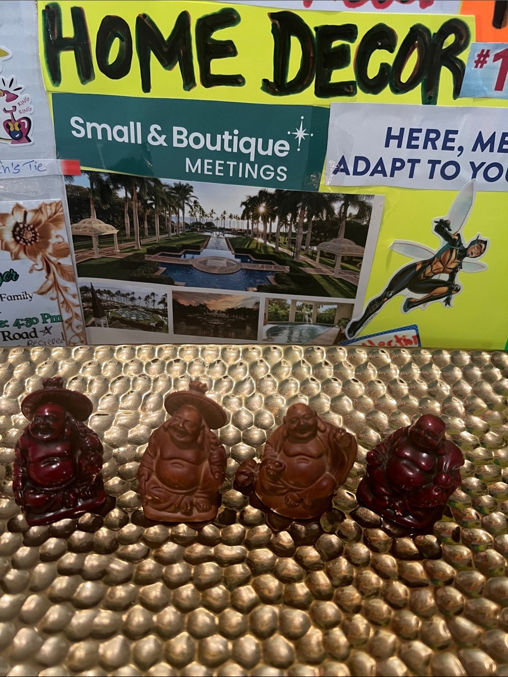 #2917*” 2x2” Tiny Set of 4 Small Red-Brown Buddha Figurines - Home Accents - Picture 5 of 17